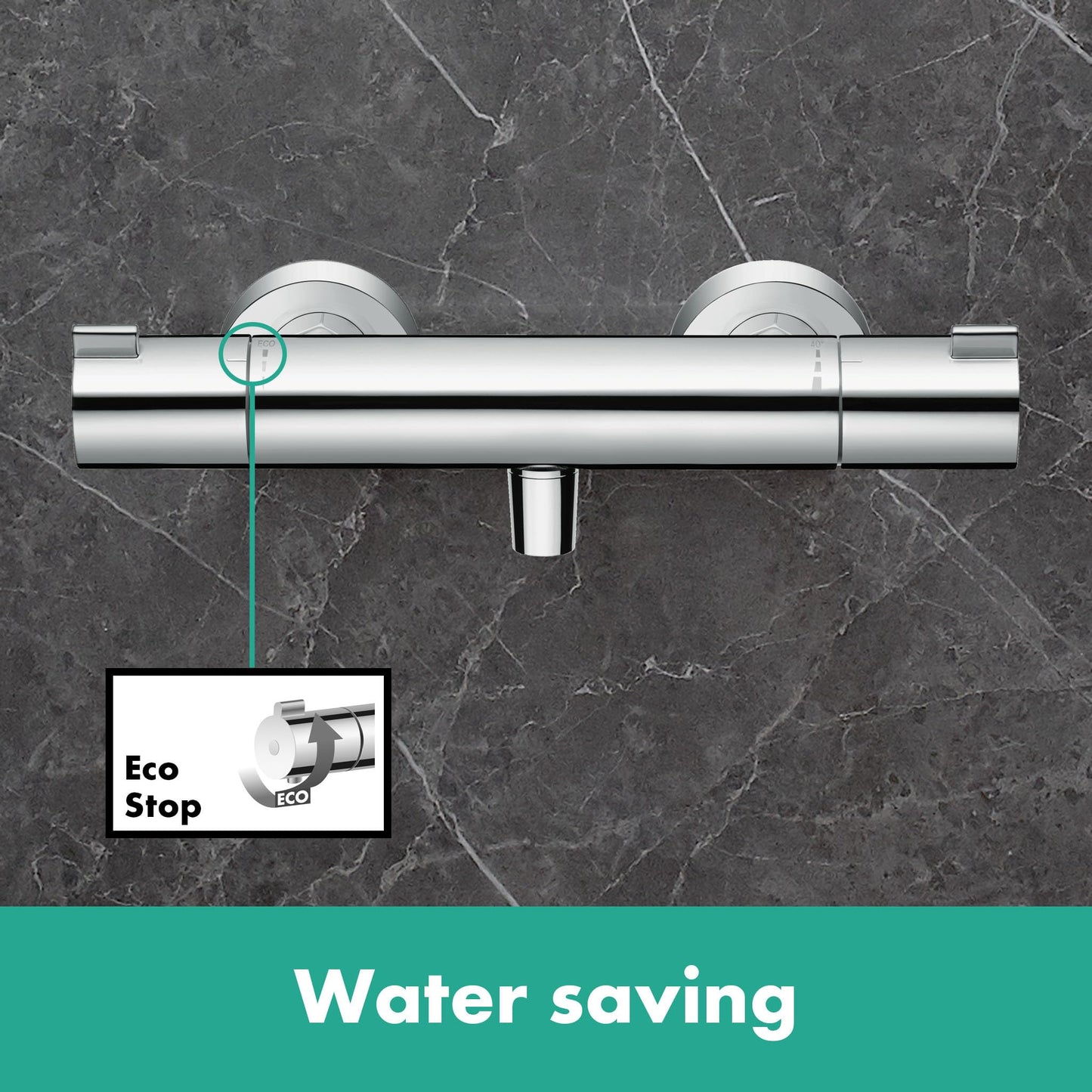 hansgrohe Ecostat - Miscelatore termostatico per doccia esterno, Rubinetto termostatico con blocco di sicurezza (SafetyStop) a 40° C, Termostato per doccia, 1 utenza, cromo, 13211000