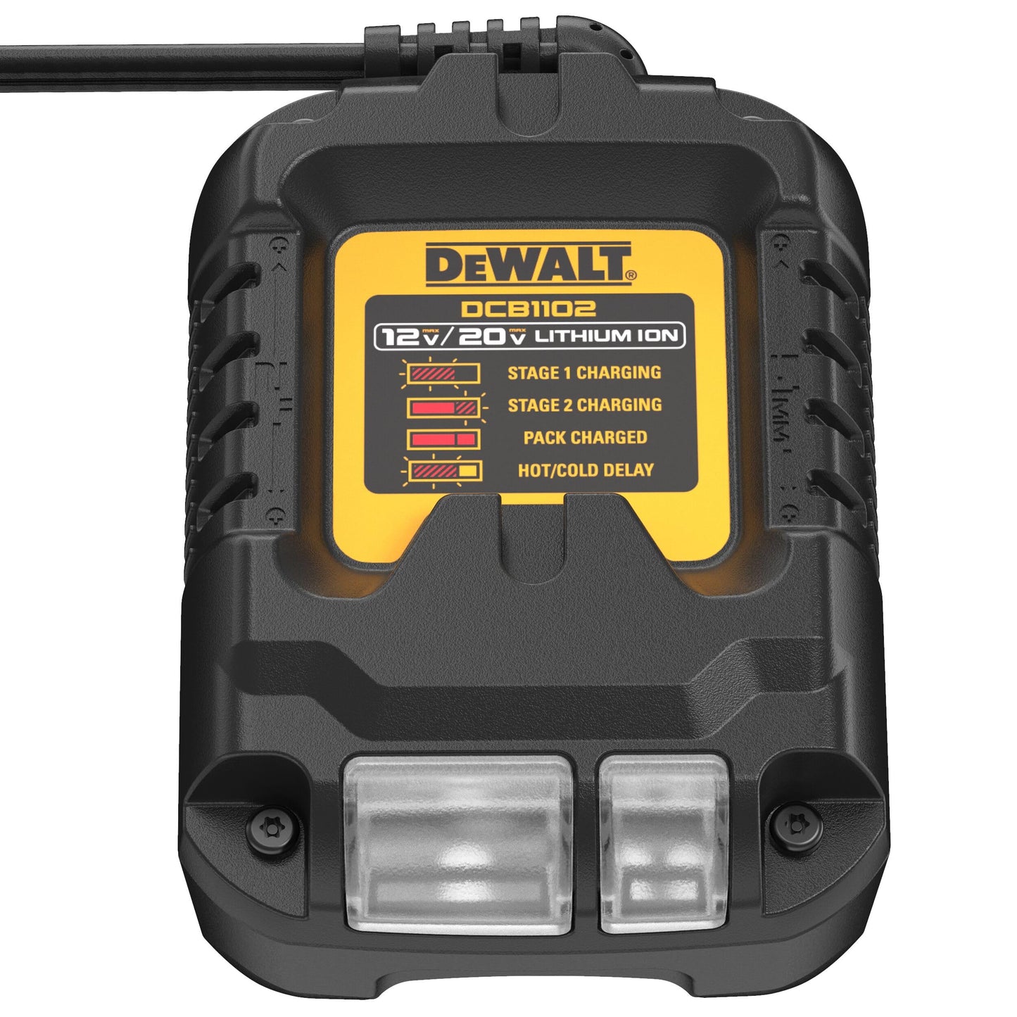 Dewalt Powerstack - Kit batteria da 18 Volt DCB1102E2 (1,7 Ah, innovativa tecnologia a celle Pouch, utilizzabile in tutte le macchine a batteria da 18 V XR, con indicatore di capacità tramite LED, con