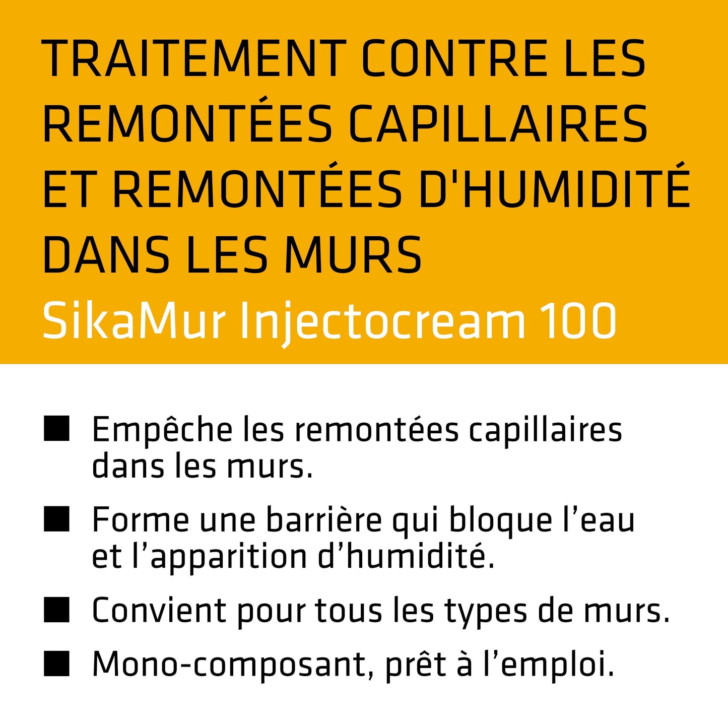 Sika - SikaMur InjectoCream 100, trattamento contro la risalita capillare/aumento dell'umidità nelle pareti, kit lineare da 20 m, bianco