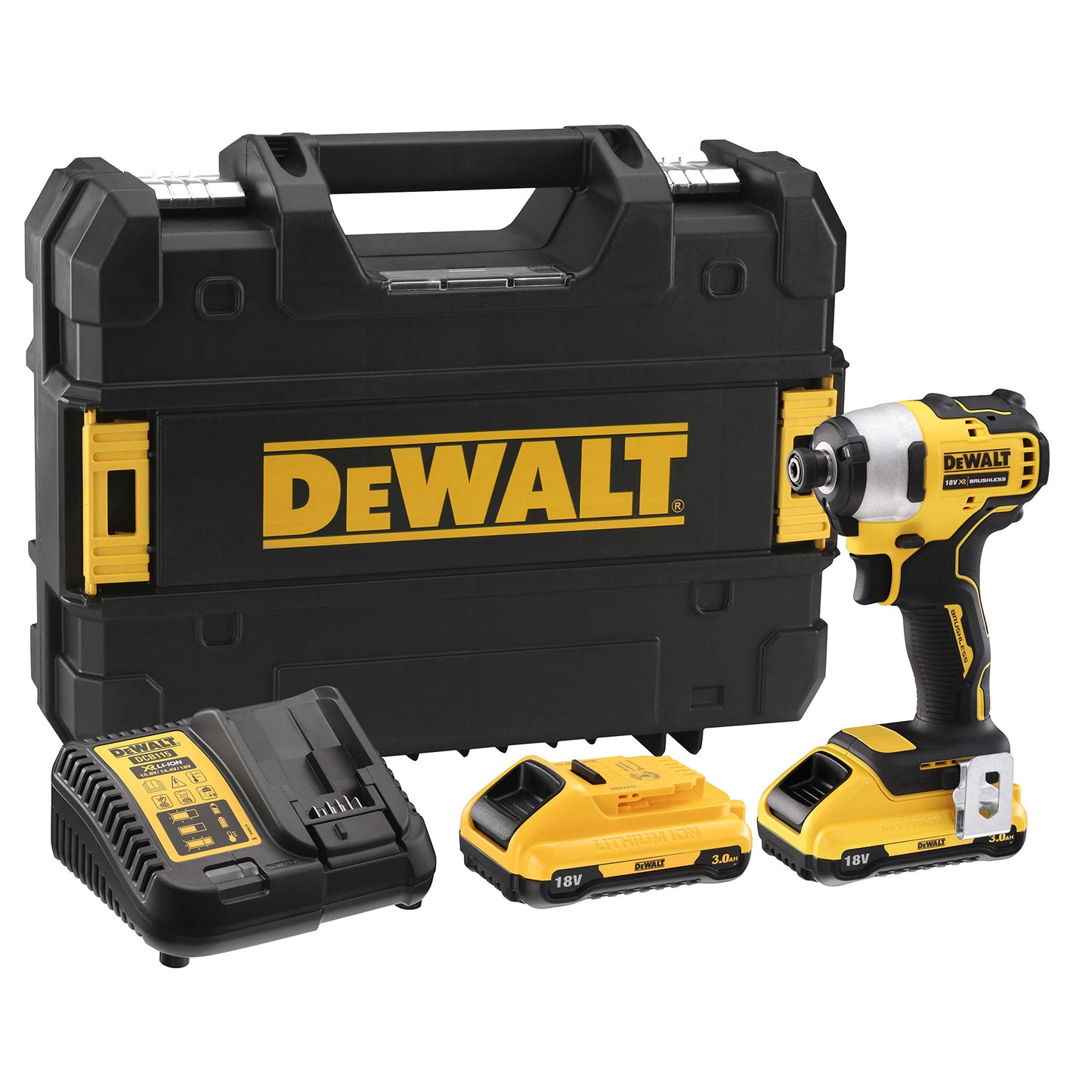 DEWALT DCF809L2T-QW - Avvitatore a impulsi XR 18V 1/4" 190Nm senza spazzole con 2 batterie agli ioni di litio da 3,0Ah con custodia TSTAK