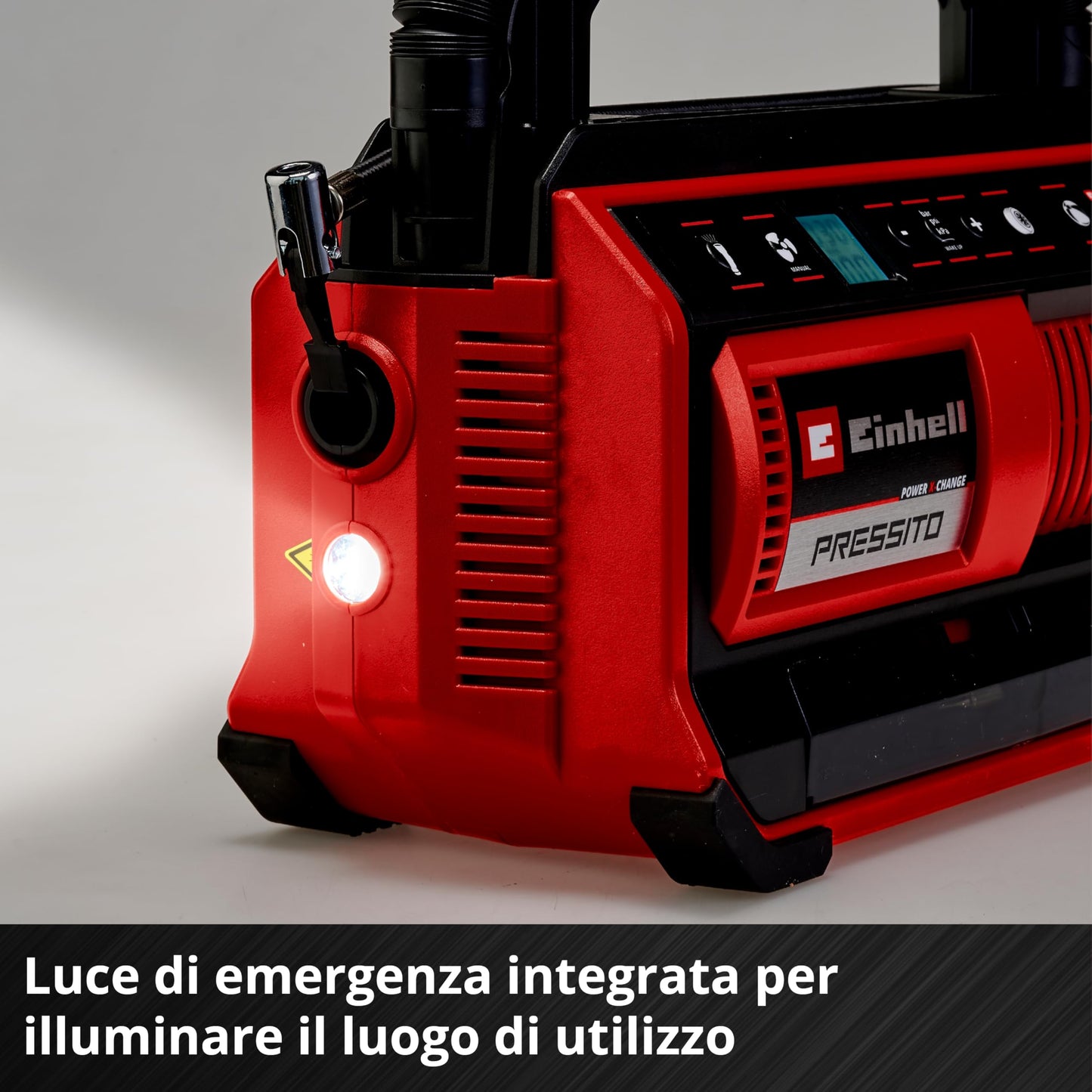 Einhell Compressore ibrido PRESSITO 18/25 Hybrid Power X-Change(18 V, funzionamento con cavo di alimentazione o batteria, max. 11 bar, incl. kit 4 adattatori e 2 tubi flessibili, senza batteria)