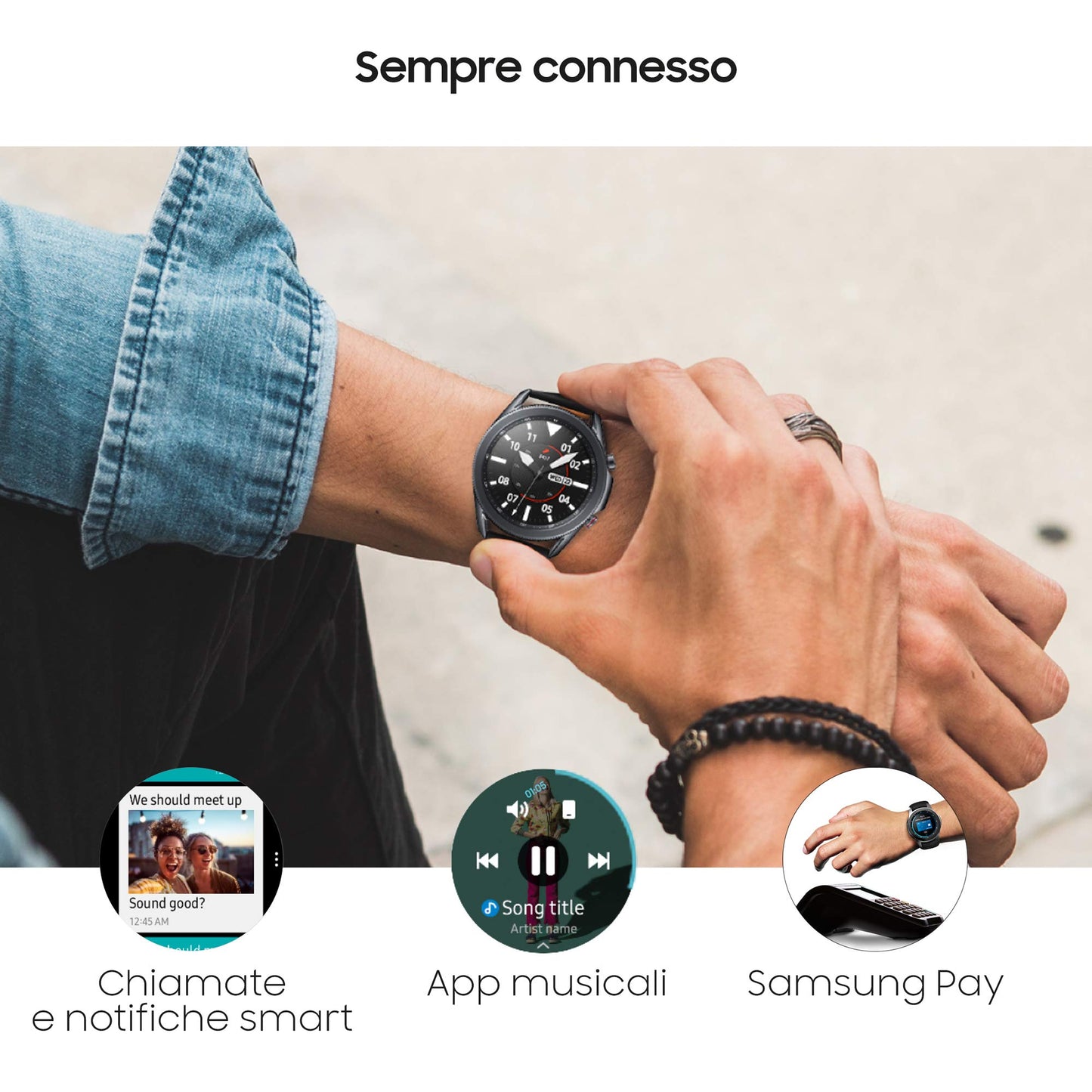 Samsung Galaxy Watch3 Smartwatch Bluetooth, cassa 41mm acciaio, cinturino pelle, Saturimetro, Rilevamento cadute, Monitoraggio sport, 48,2g, Batteria 247 mAh, IP68, Mystic Bronze [Versione Italiana]