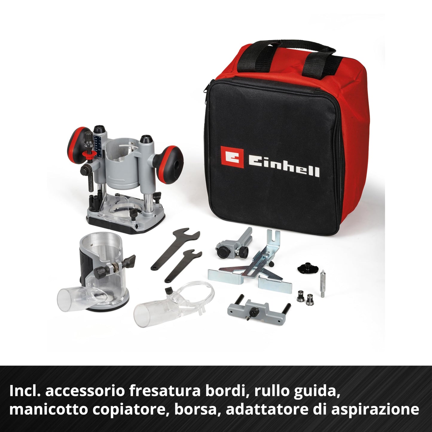 Einhell Set fresatrice professionale a batteria TP-RO 18 Set Li BL-Solo Power X-Change (18 V, brushless, regolazione fine della profondità di fresa, accessori + custodia, senza batteria)