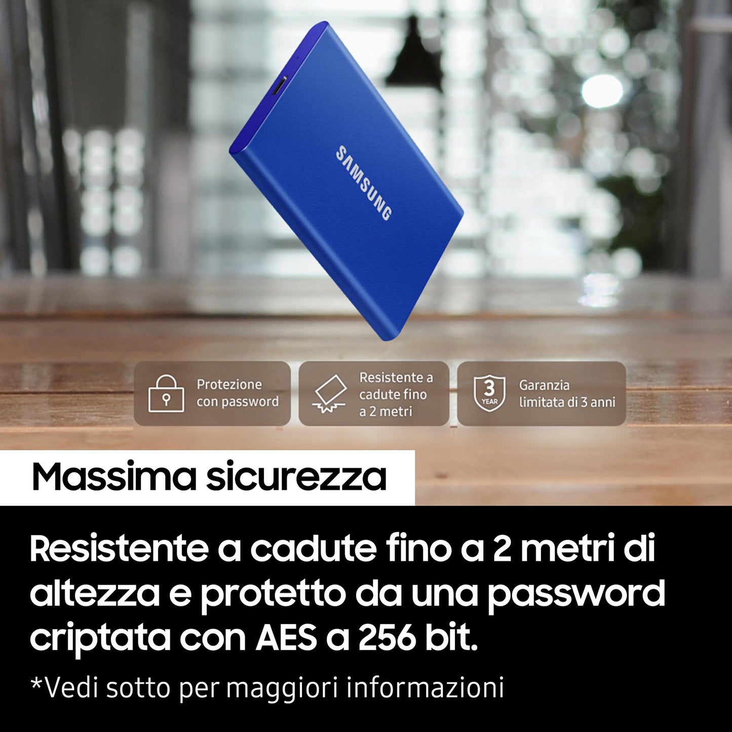 Samsung Memorie T7 MU-PC4T0T SSD Esterno Portatile da 4TB, USB 3.2 Gen 2, 10 Gbps, Grigio