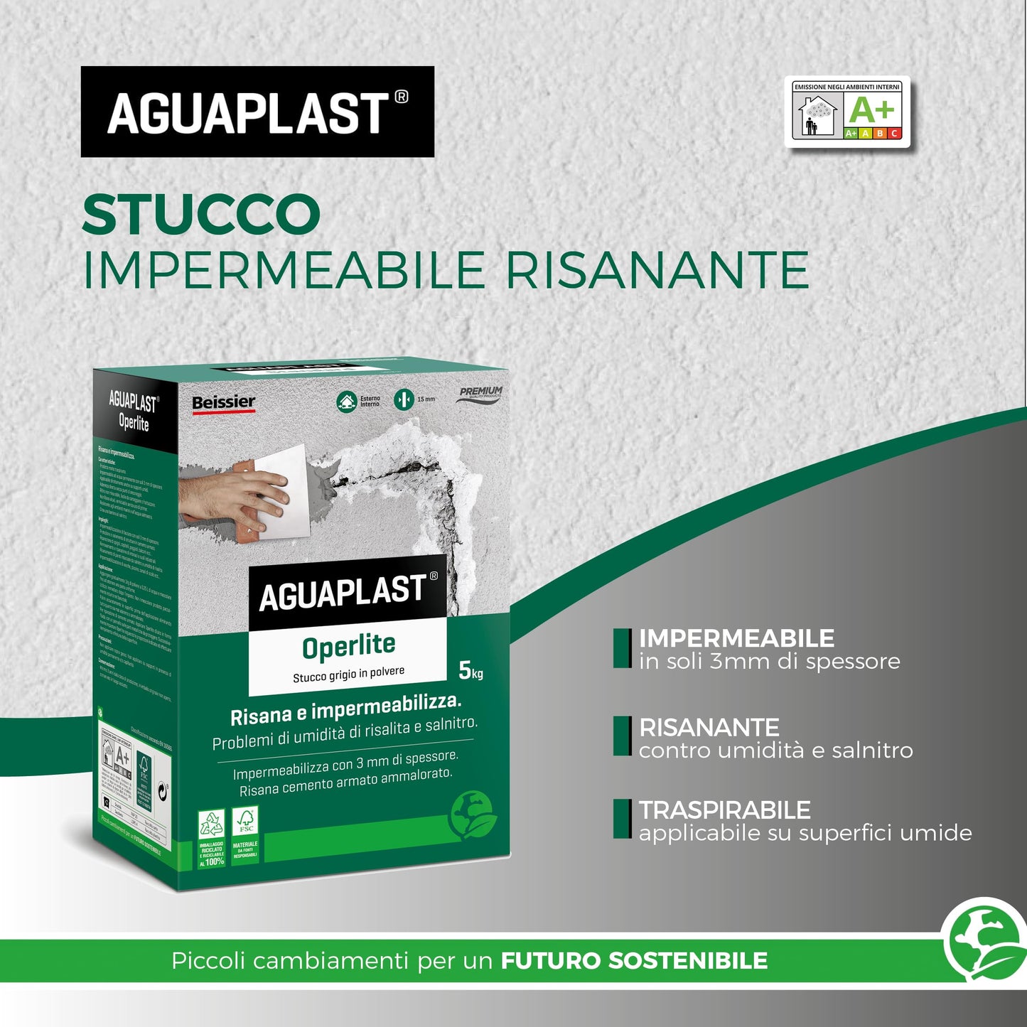 Aguaplast Operlite stucco risanante contro umidità e salnitro, 5kg