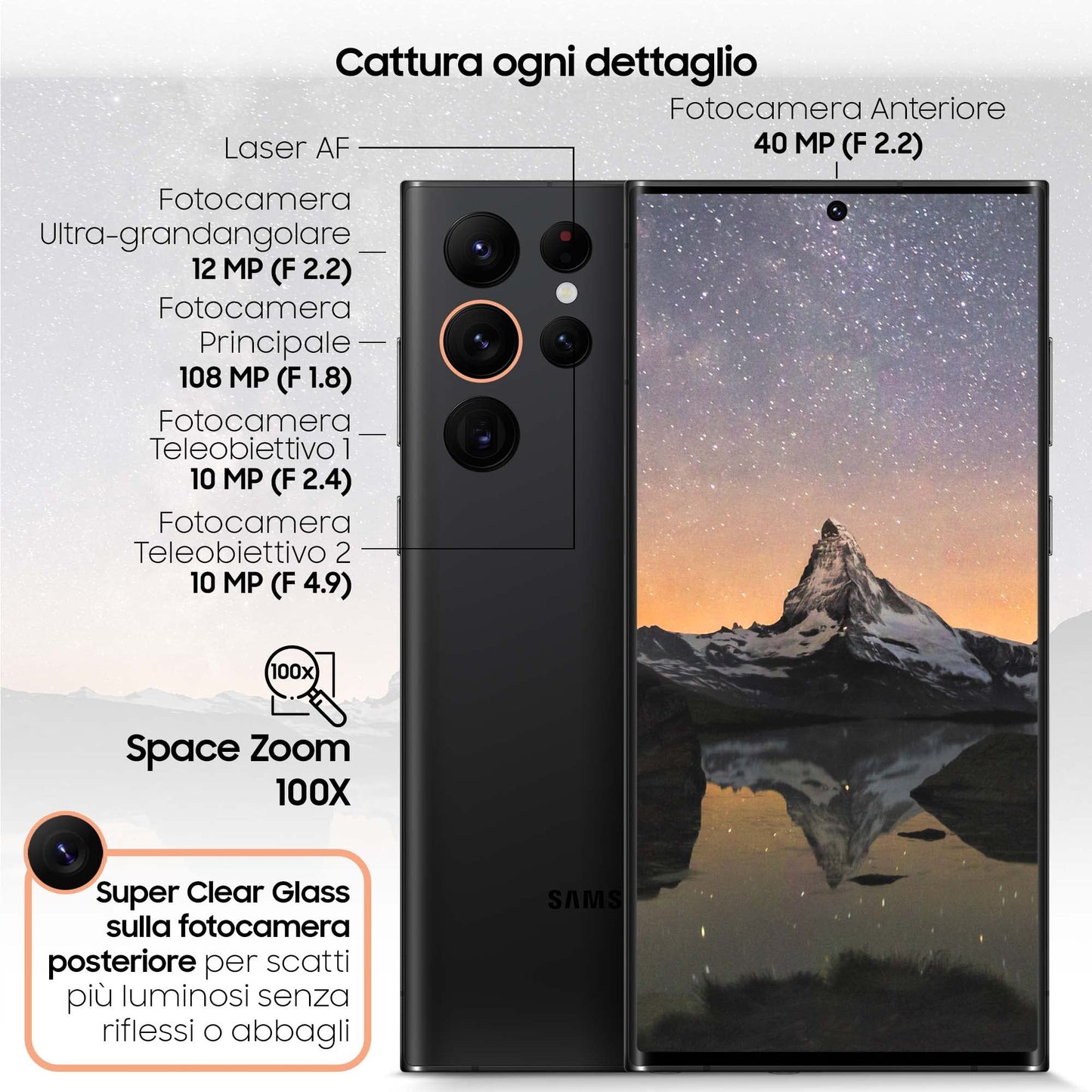 SAMSUNG Galaxy S22 Ultra 5G Smartphone Android senza SIM, 12GB RAM 256 GB Display 6.8 inch, Phantom Black 2022 [Versione Italiana] (Ricondizionato)