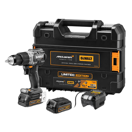 DEWALT TRAPANO AVVITATORE A PERCUSSIONE 2 BATTERIE 18V 90N McLAREN DCD85ME2GT-QW