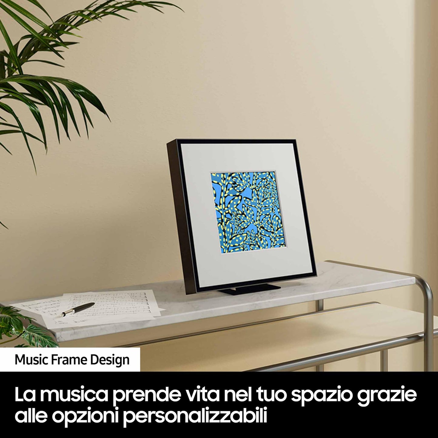 Samsung Speaker Music Frame HW-LS60D/ZF, 6 Speaker, Wireless, Audio 3D con Dolby Atmos, Q-Simphony, SpaceFit Sound Pro, Compatibile con Alexa e Google Assistant, Personalizzabile