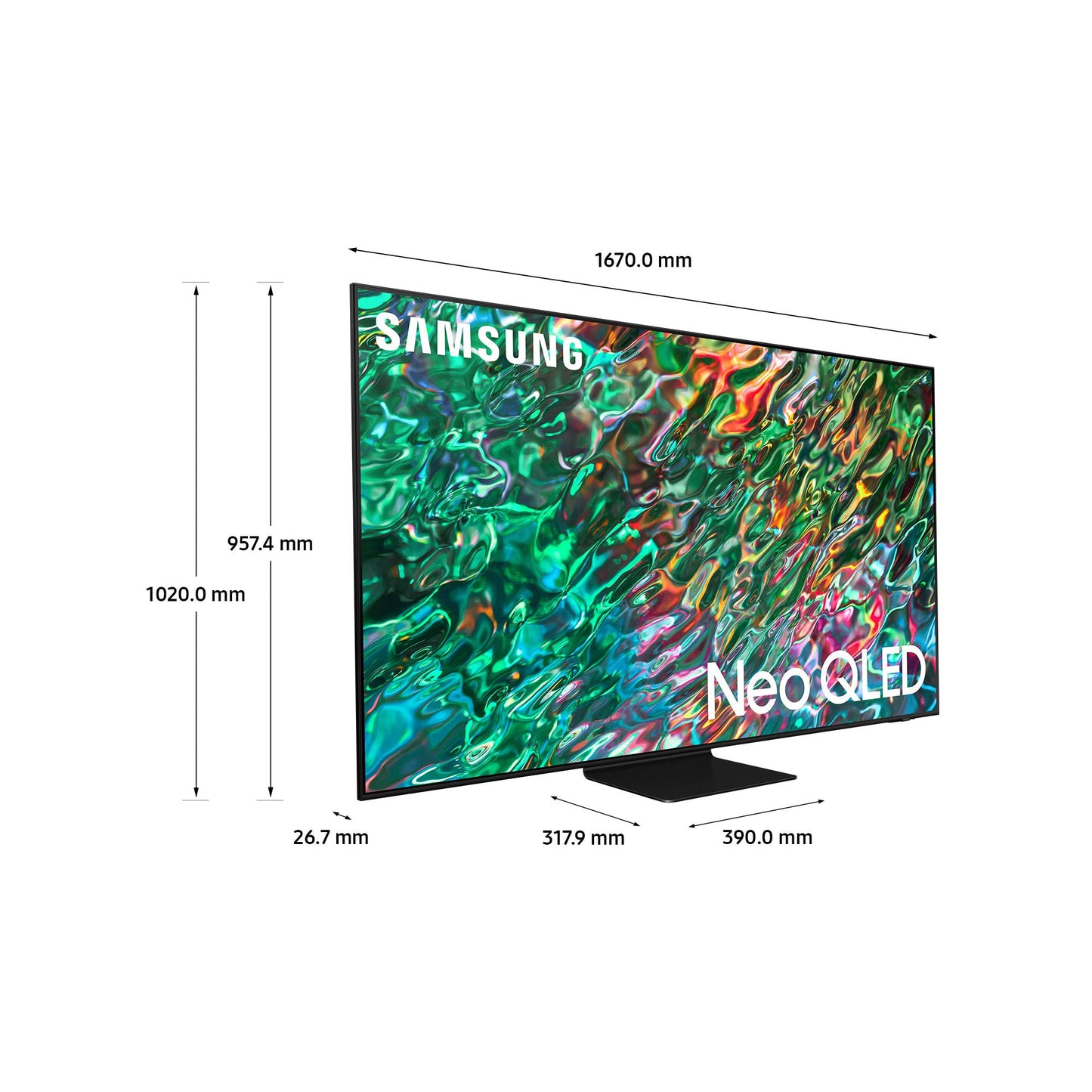 Samsung TV Neo QLED QE75QN90BATXZT, Smart TV 75" Serie QN90B, Neo QLED 4K UHD, Alexa e Google Assistant integrati, Titan Black, 2022, DVB-T2