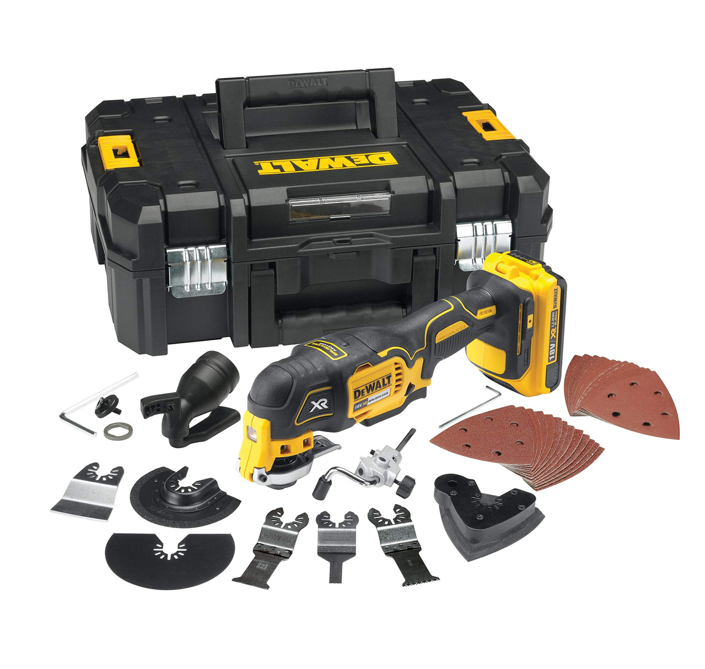 DeWalt DCS355D2-QW Utensile Multi-Funzione ad oscillazione, 2.0 Ah, motore Brushless, con doppia batteria in valigetta, 18 volts