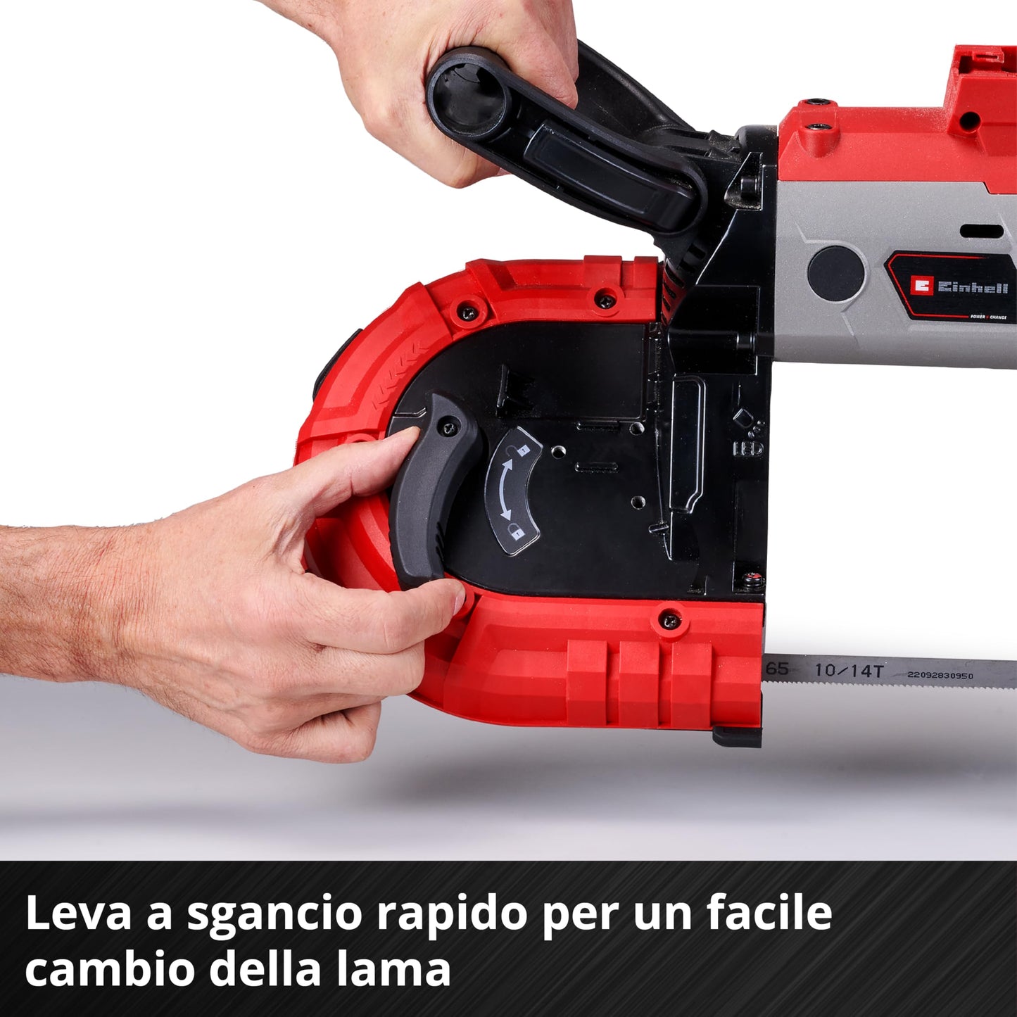 Einhell Sega a nastro per metallo a batteria TE-MB 18/127 U Li-Solo Power X-Change (18 V, altezza di taglio 115 mm, larghezza di taglio 127 mm, telaio inferiore, incl. 2 lame a nastro, senza batteria)