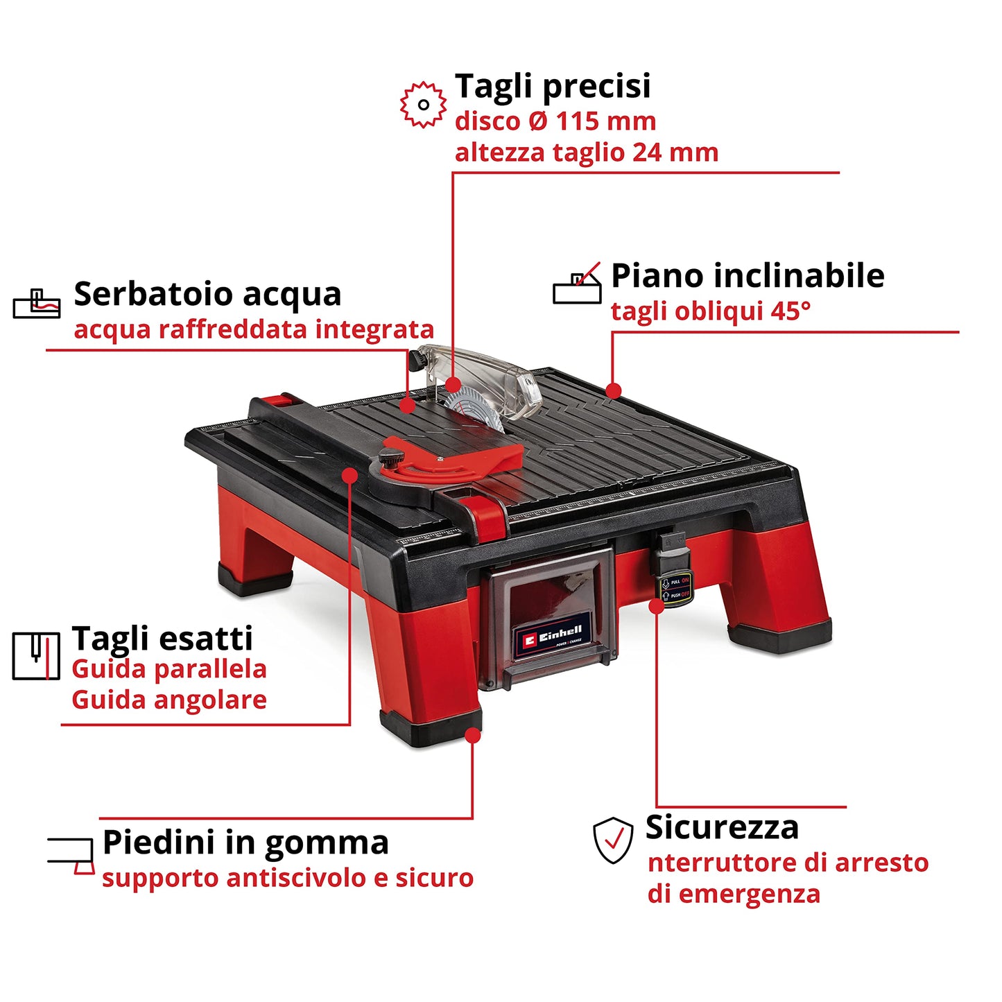 Einhell Tagliapiastrelle a batteria TE-TC 18/115 Li-Solo Power X-Change (ioni di litio, 18 V, max. 3.800 giri/min, incl. disco da taglio da 115 mm, senza batteria e caricabatteria)