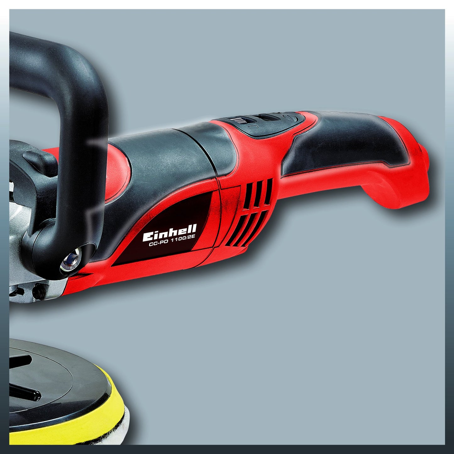 Einhell CC-PO 1100/2E Lucidatrice e levigatrice auto (230 V, potenza 1100 W, oscillazioni al min. 1000 - 3500, diam. Platorello 18 cm, incl cuffia cotone, cuffia sintetica e 3 fogli abrasivi)