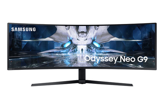 Samsung Monitor Gaming Odyssey Neo G9 (S49AG952), Curvo (1000R), 49", 5120x1440 (DQHD), 32:9, Mini-LED, HDR10+, VA, 240Hz, 1ms (GtG), FreeSync Pro, G-Sync, HDMI, USB, Display Port, Ingresso Audio