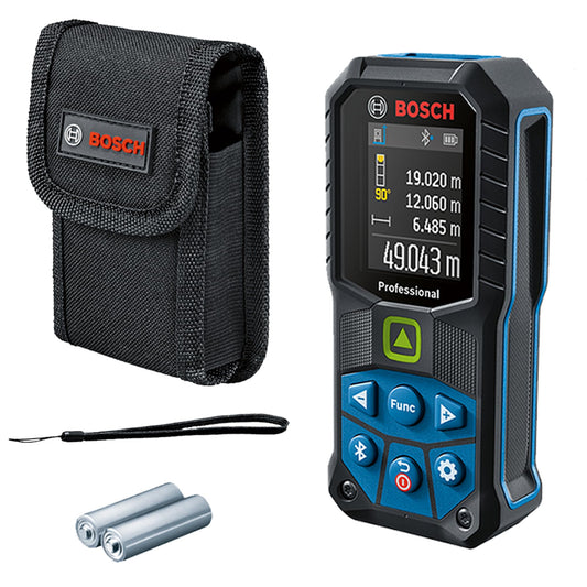 Bosch Professional Distanziometro laser GLM 50-27 CG (laser verde, campo di misura: fino a 50m, robusto, IP65, trasferimento dati tramite Bluetooth, 2 batterie AA, tracolla, sacchetto)