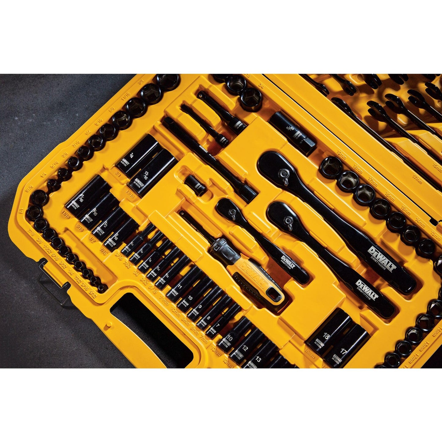 DEWALT Drive Socket Set for Mechanics, Black Chrome Polish, 184-Piece (DWMT45184)