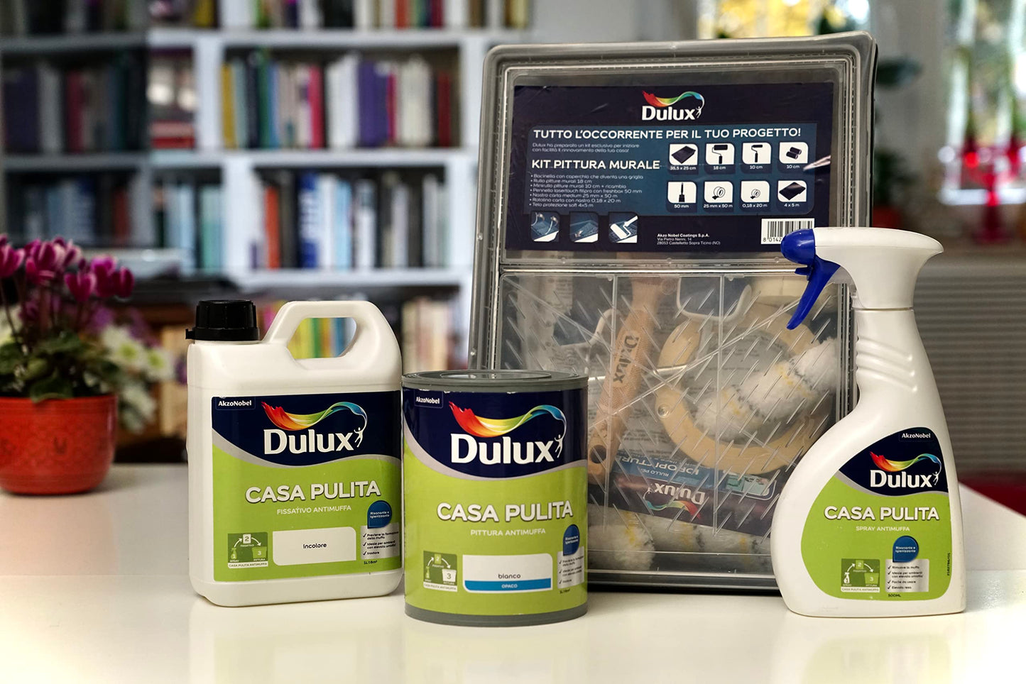 Dulux Casa Pulita Pittura Singolo per Interni Antimuffa Rimuove e Protegge Da Muffe e Funghi, 5 Litri, Bianco