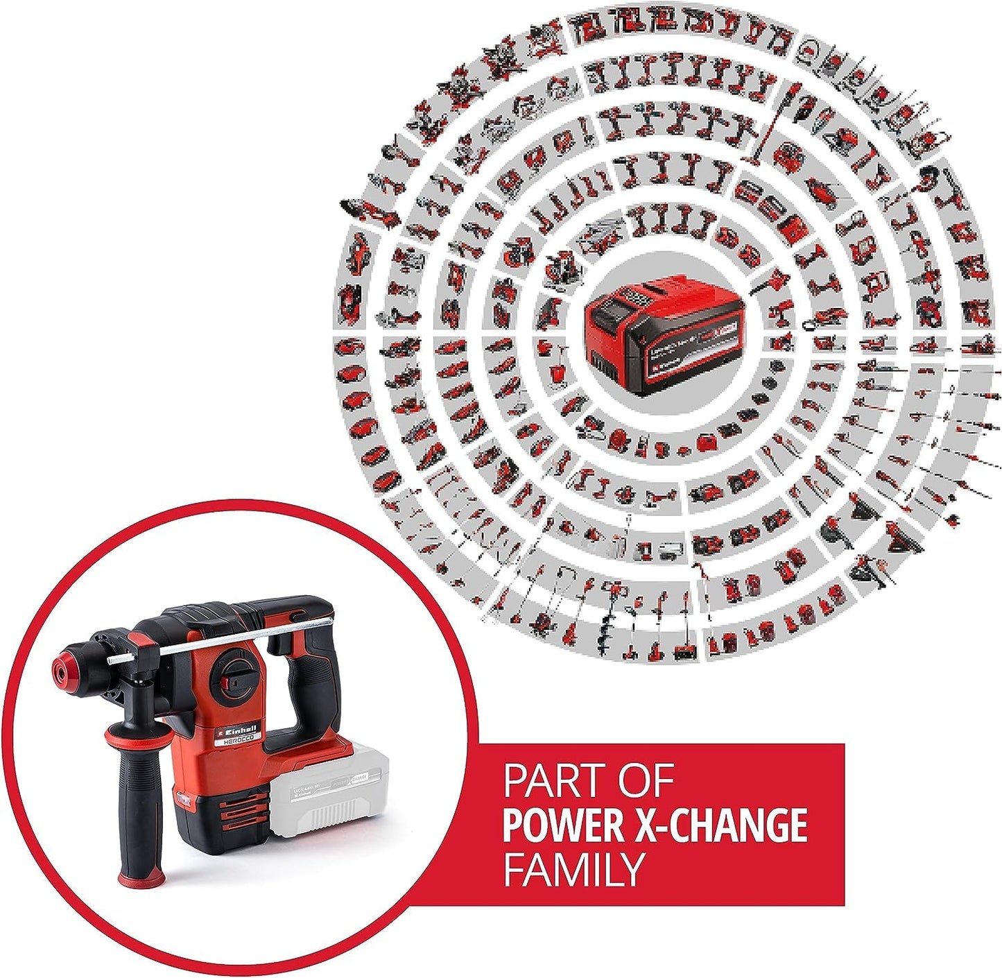 Einhell Tassellatore a batteria HEROCCO 18/20 Power X-Change (18 V, 2,2 J, motore senza spazzole, SDS-Plus, sistema elettronico di gestione del numero di giri, senza batteria e caricabatteria)