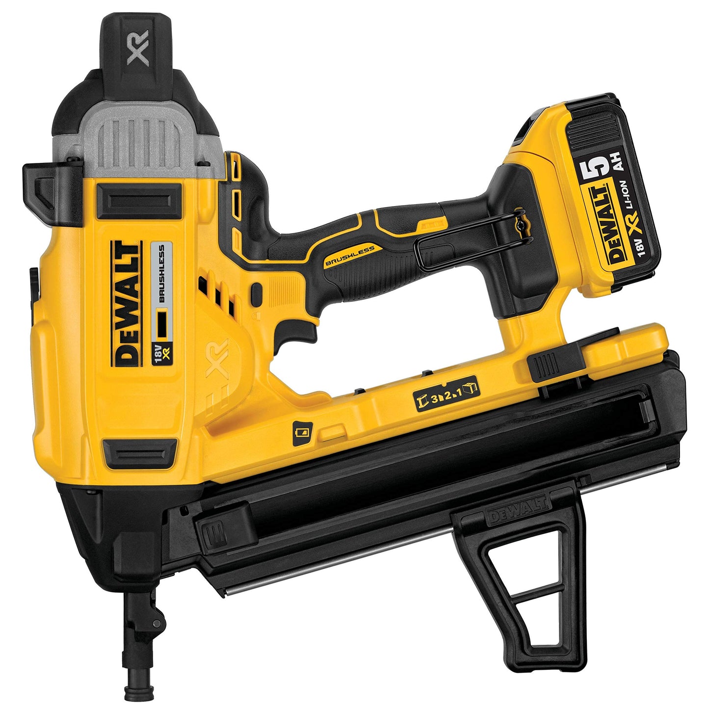 DEWALT DCN890P2-QW Chiodatrice per calcestruzzo senza spazzole XR 18V Li-Ion 5Ah, Nero/Giallo