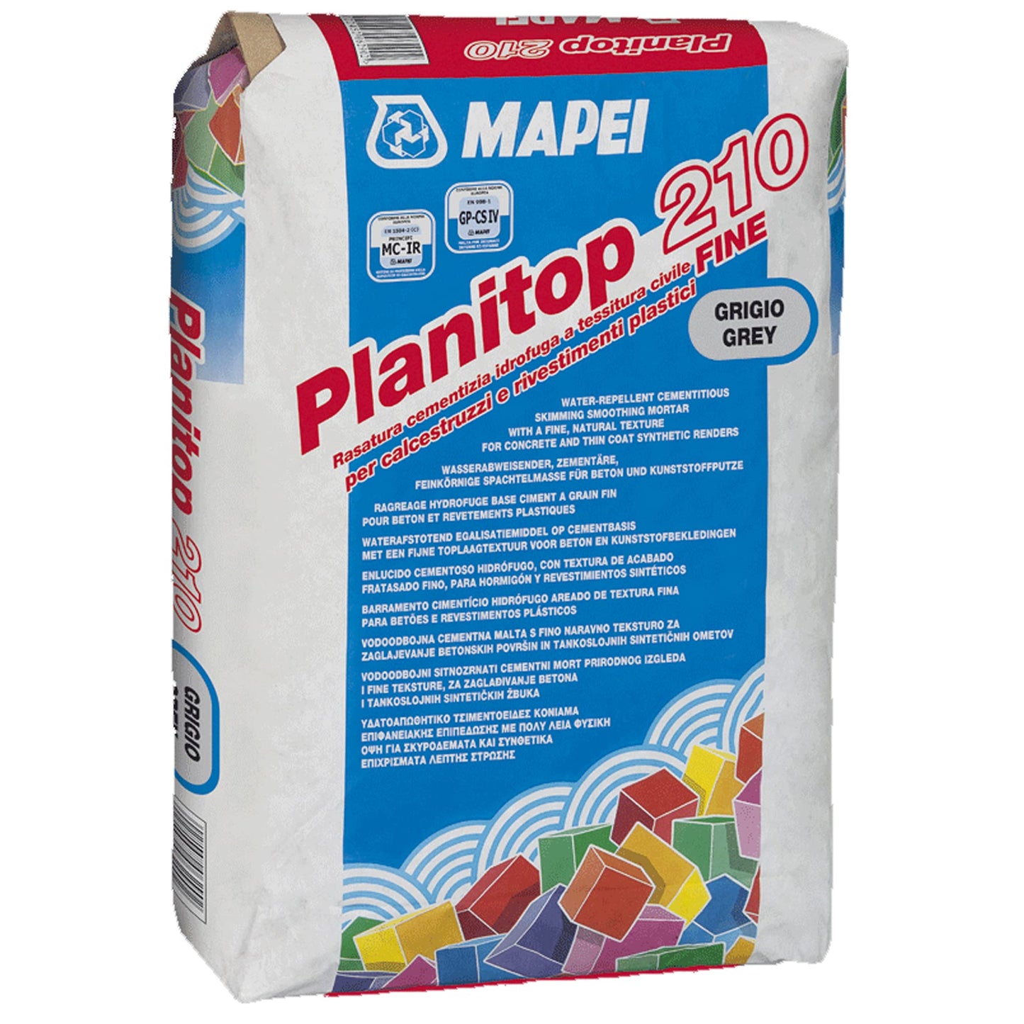 Mapei Planitop 210 Grigio sacchi da 25 kg Rasatura cementizia idrofuga a tessitura civile fine per calcestruzzi e rivestimenti plastici