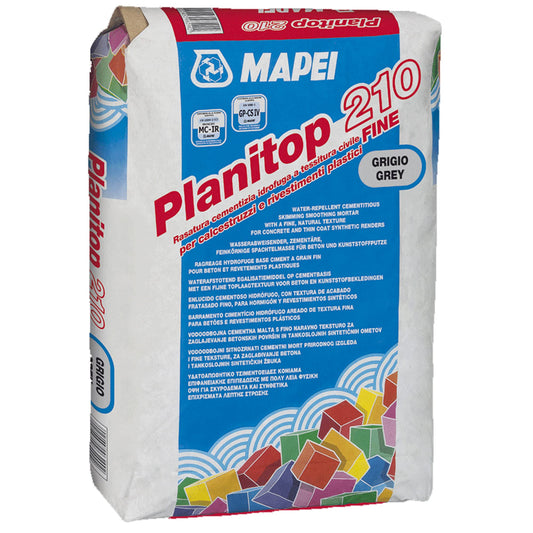 Mapei Planitop 210 Grigio sacchi da 25 kg Rasatura cementizia idrofuga a tessitura civile fine per calcestruzzi e rivestimenti plastici