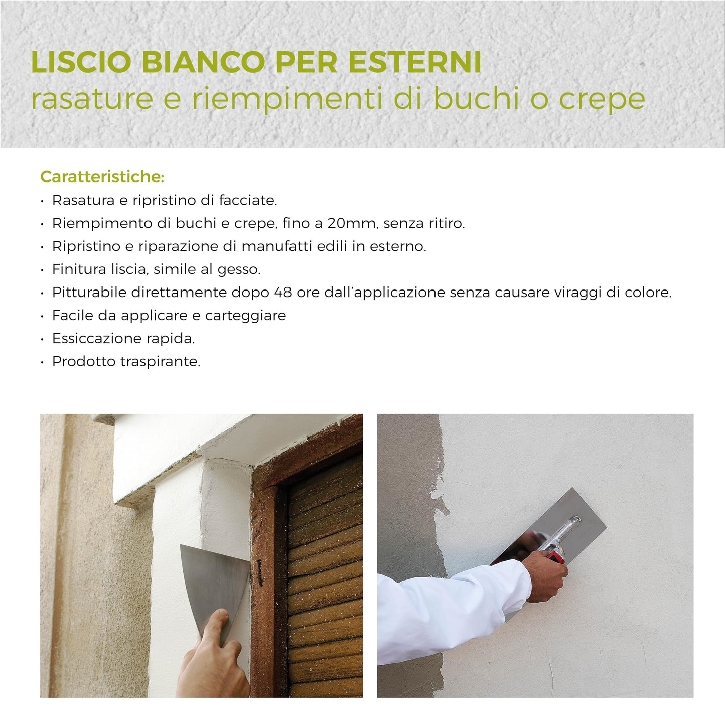 AGUAPLAST SR5 - Stucco per esterni/interni liscio bianco per riempimenti e rasature 6kg