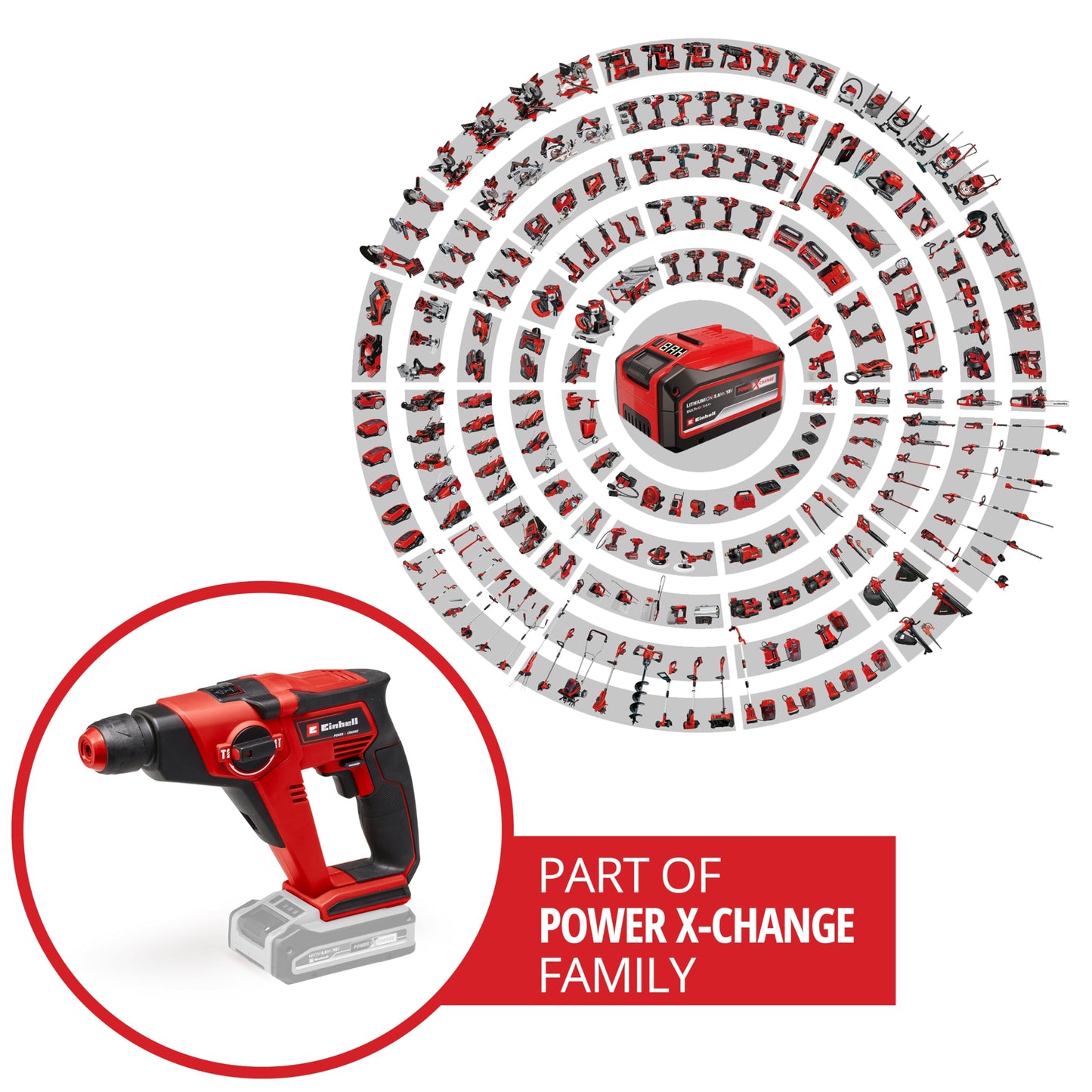 Einhell Tassellatore a Batteria TE-HD 18/12 Li - Solo Power X-Change (18 V, 2+1 Foratura con Percussione/Avvitatura, Bit Adapter, 1,3 J, SDS+, 1 mm)