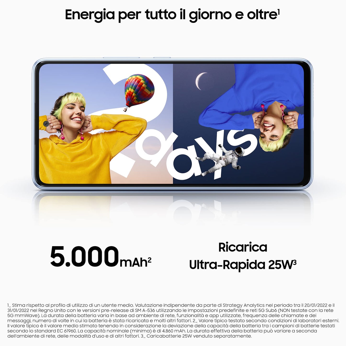 Samsung Galaxy A53 5G Smartphone Android, Display Infinity-O FHD+ Super AMOLED 6.5”, 8GB RAM e 256GB di memoria interna espandibile, Batteria 5000 mAh, Awesome Blue (Versione Italiana)