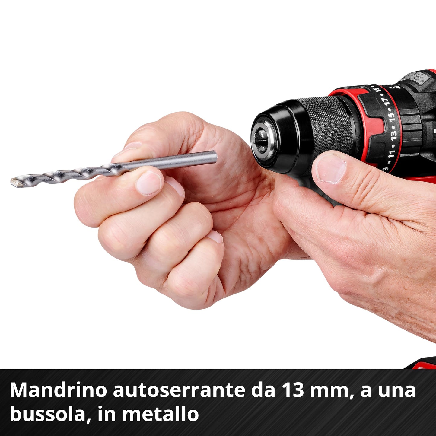 Einhell Trapano a percussione a batteria TE-CD 18/44 Li-i (1x2,5Ah) Power X-Change (18 V, 44 Nm, funzione percussione, mandrino in metallo 13 mm, 2 velocità, batteria da 2,5 Ah e caricabatterie)