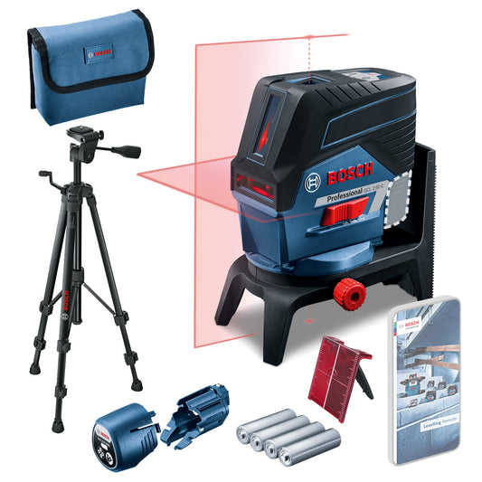 Bosch Professional Livella Laser GCL 2-50 C (laser rosso, da interno, con app, supporto, treppiede BT 150, raggio d’azione visibile: fino a 20 m, 4x batterie AA, confezione in cartone)