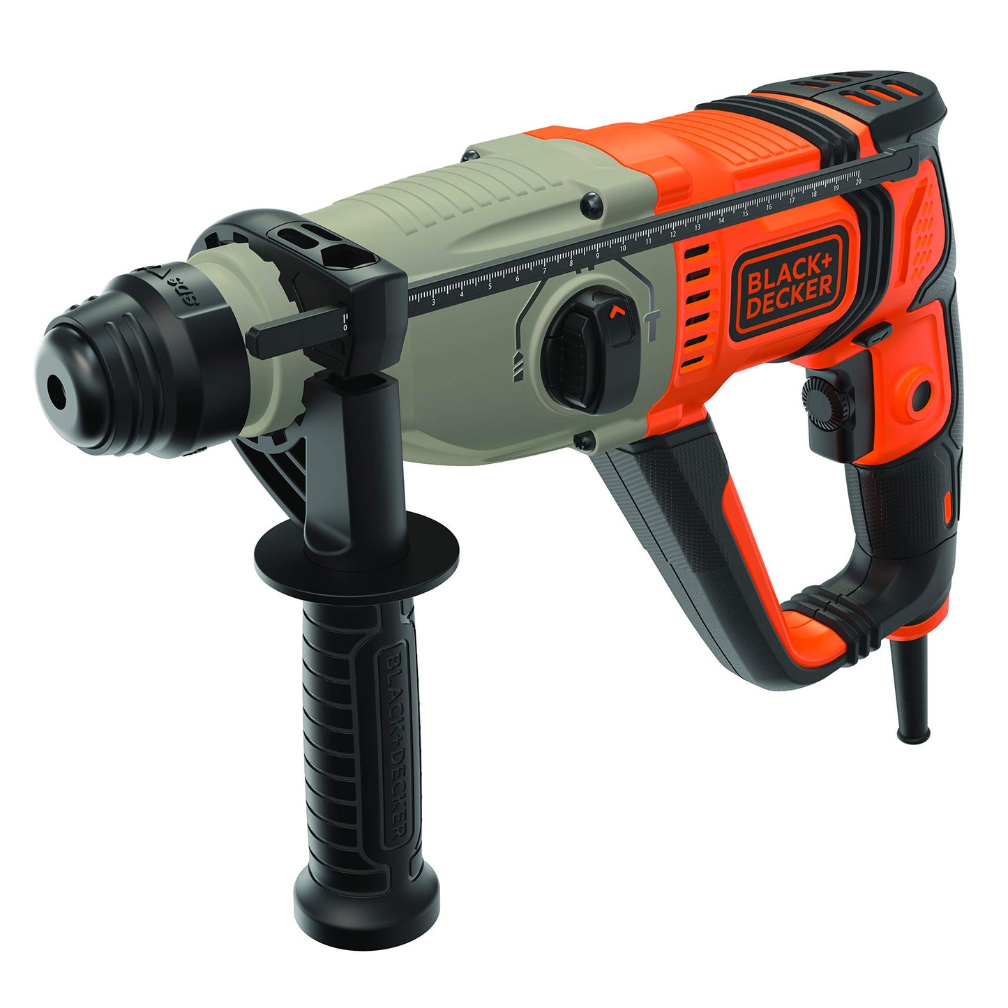 BLACK+DECKER MARTELLO TASSELLATORE/SCALPELLATORE SDS+ 800W, 2.2J EPTA, 0-5500 colpi/min. In dotazione: Extra mandrino 13mm, 2 punte SDS+ per muratura, Asta di profondità, Valigetta BEHS02K-QS