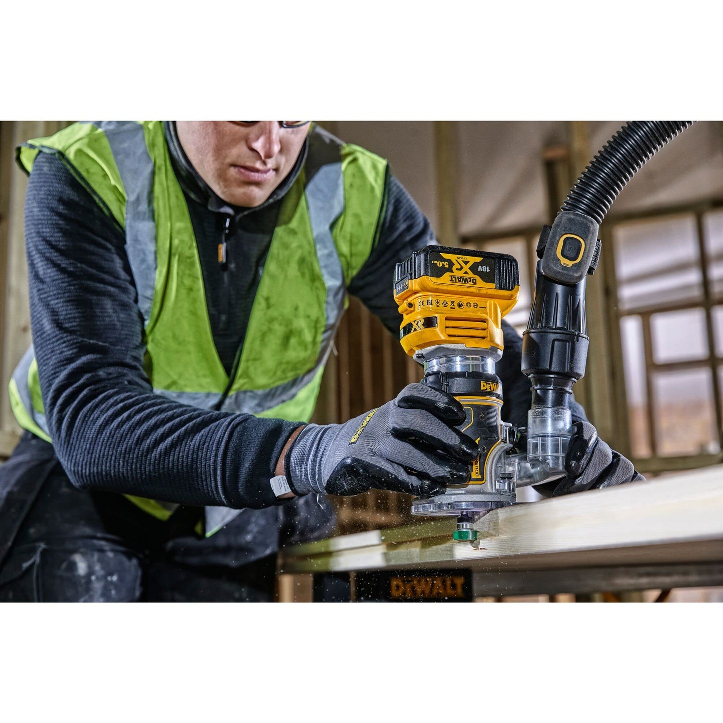 DEWALT Elettrofresatrice con adattatore per base fissa, DCW604NT-XJ