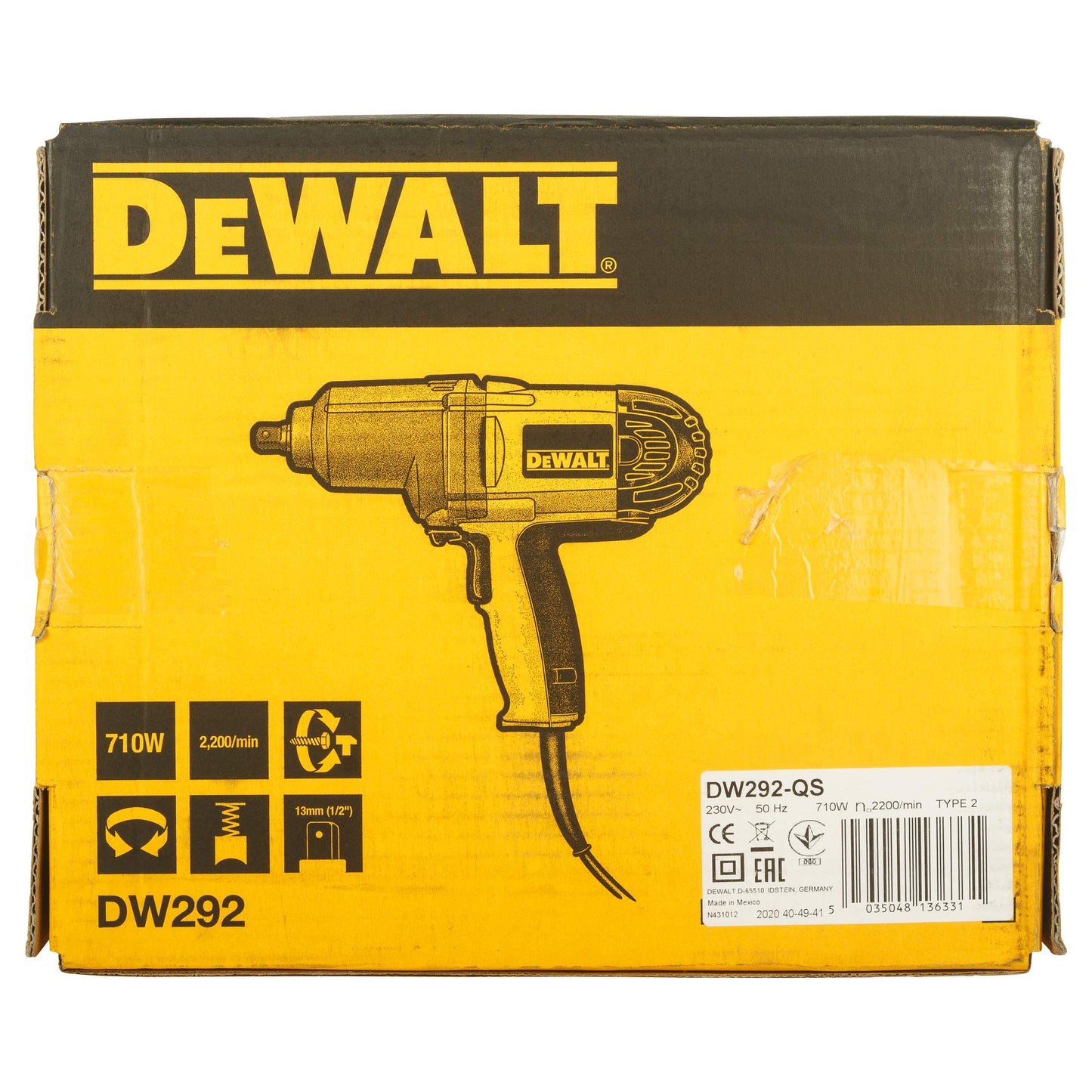 DEWALT avvitatore a filo impulso 1/2" 710W, DW292-QS