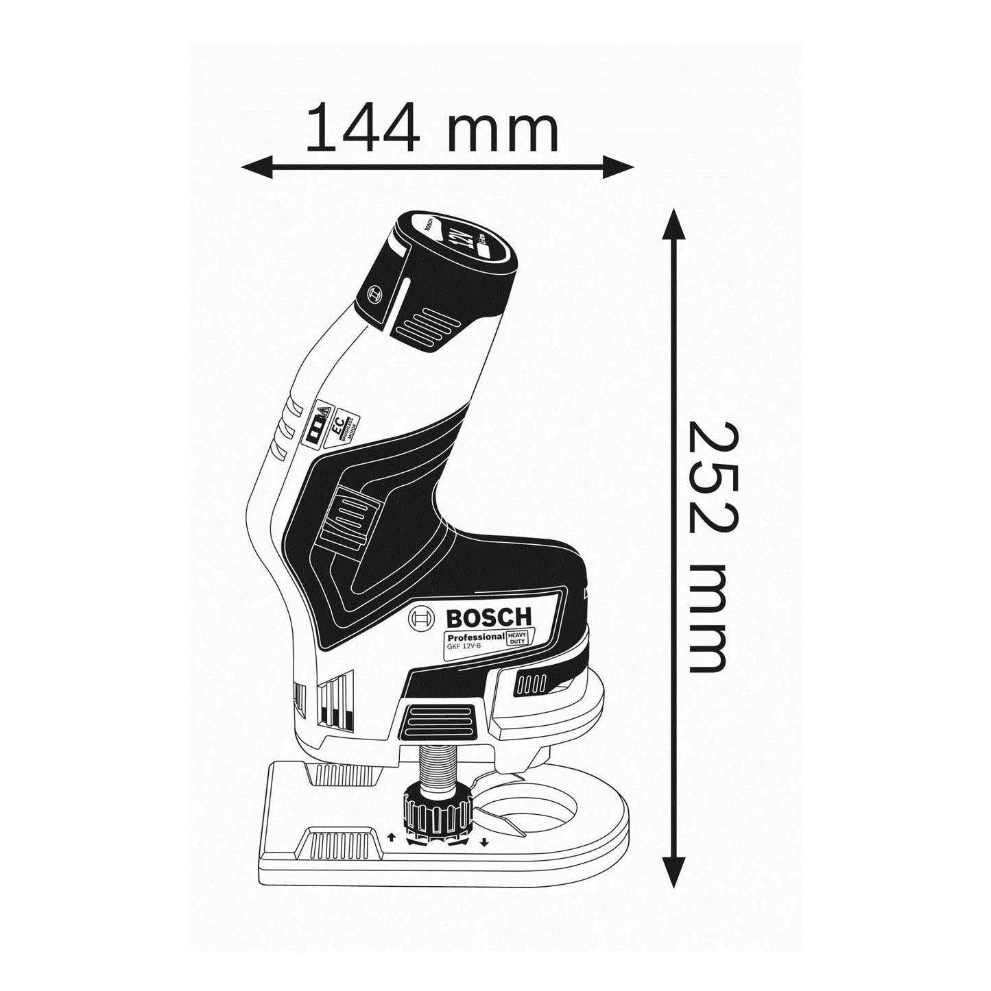 Bosch Professional 12V System Rifilatore a Batteria Gkf 12V-8 (senza Batterie e Caricabatteria)