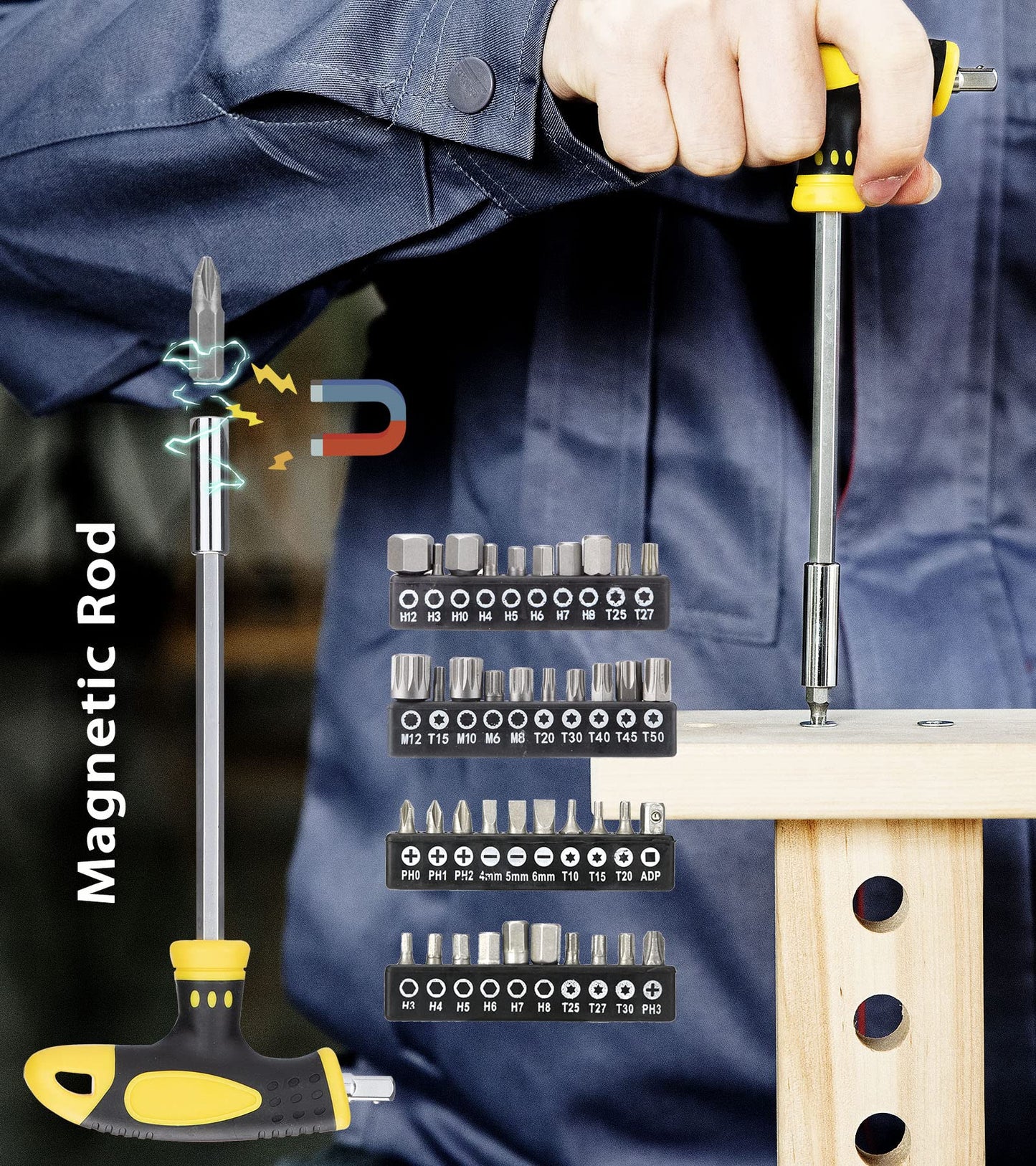 DOWELL Set di cacciaviti magnetici Slotted/Phillips/Torx 108-Piece Stubby Cacciavite Mini Precisione Cacciavite Bits Set di chiavi esagonali Magnetizer Tool Kit per Riparazione Craft