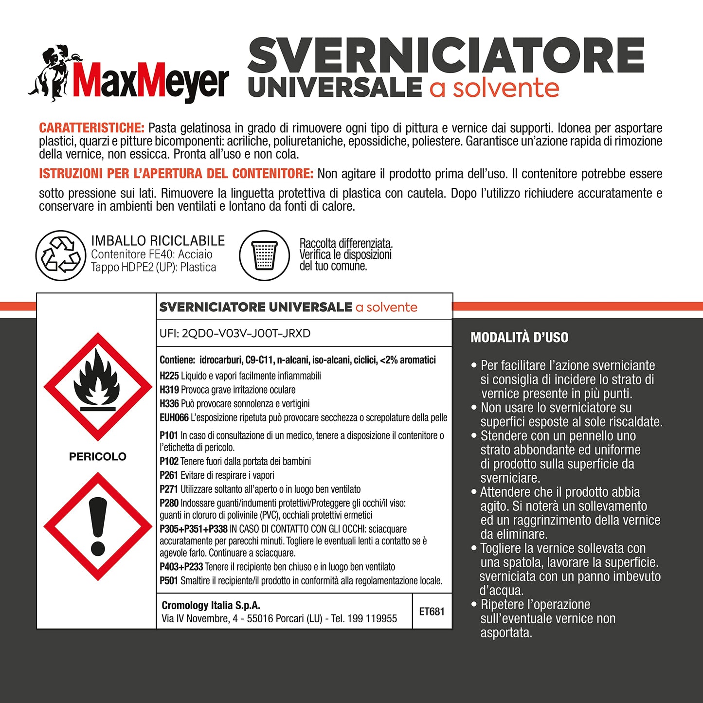 MAXMEYER SVERNICIATORE UNIVERSALE PER SMALTI E PITTURE 0,75 L