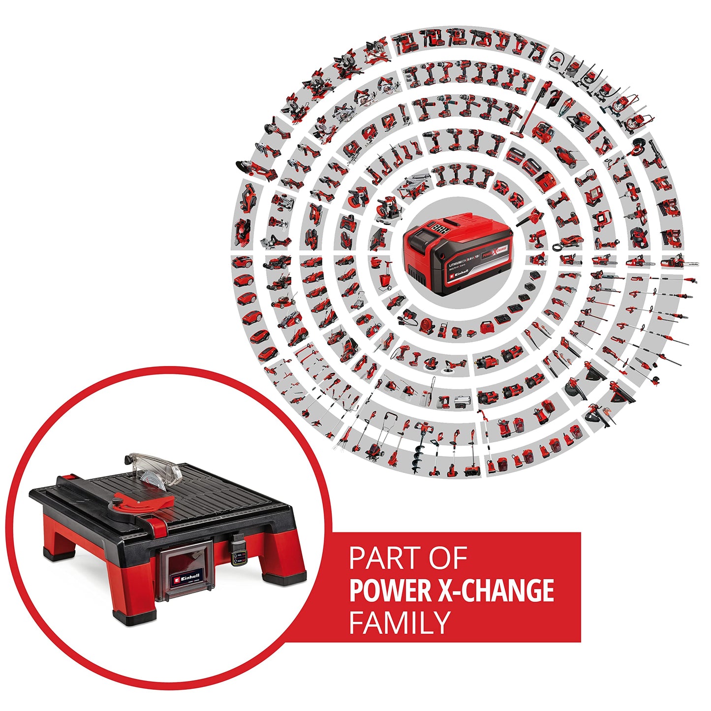 Einhell Tagliapiastrelle a batteria TE-TC 18/115 Li-Solo Power X-Change (ioni di litio, 18 V, max. 3.800 giri/min, incl. disco da taglio da 115 mm, senza batteria e caricabatteria)