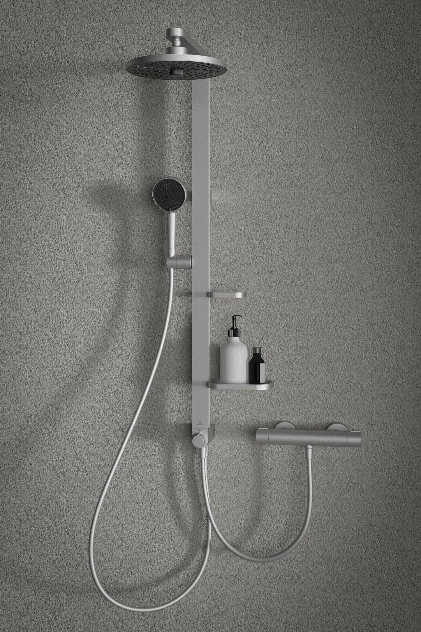 Ideal Standard - Alu+, Colonna doccia in alluminio con deviatore, Una via, Matt Silver