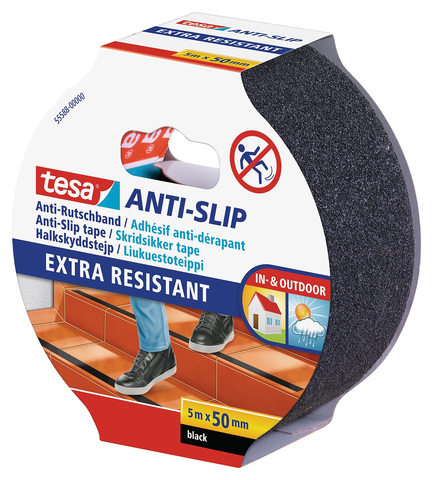 Tesa Anti Slip, 1 pezzi, 5 m X 50 mm, Nero, 55588 – 00000 – 11