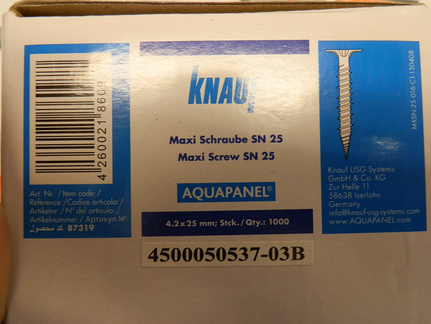 Maxi Viti per Knauf Aquapanel 25mm Confezione 1000pz