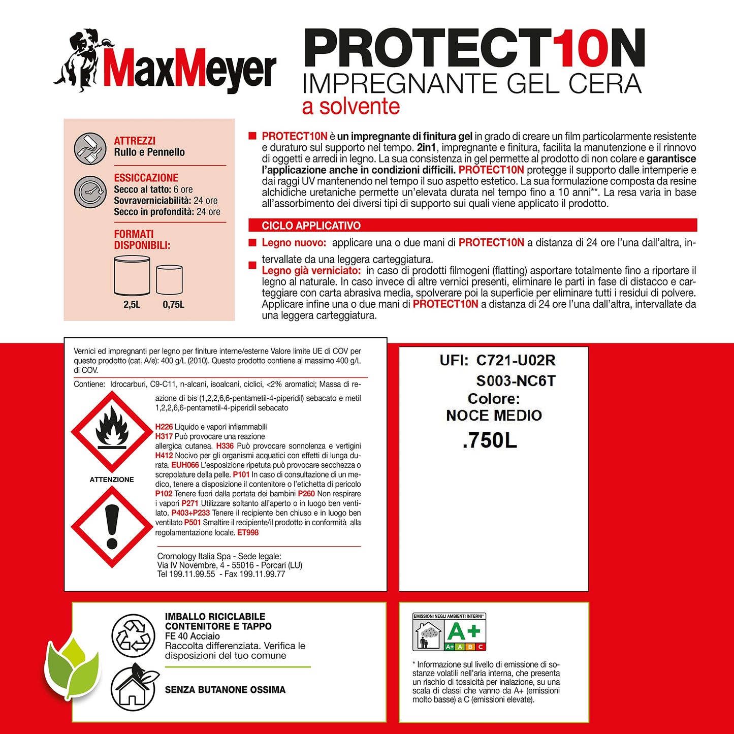 MAXMEYER PROTEC10N IMPREGNANTE A SOLVENTE 0,75L NOCE MEDIO