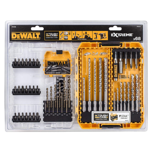 DEWALT DT70760-QZ - Set di 68 punte per trapano in calcestruzzo e metallo, punte di avvitamento per trapano e perforatore SDS-Plus