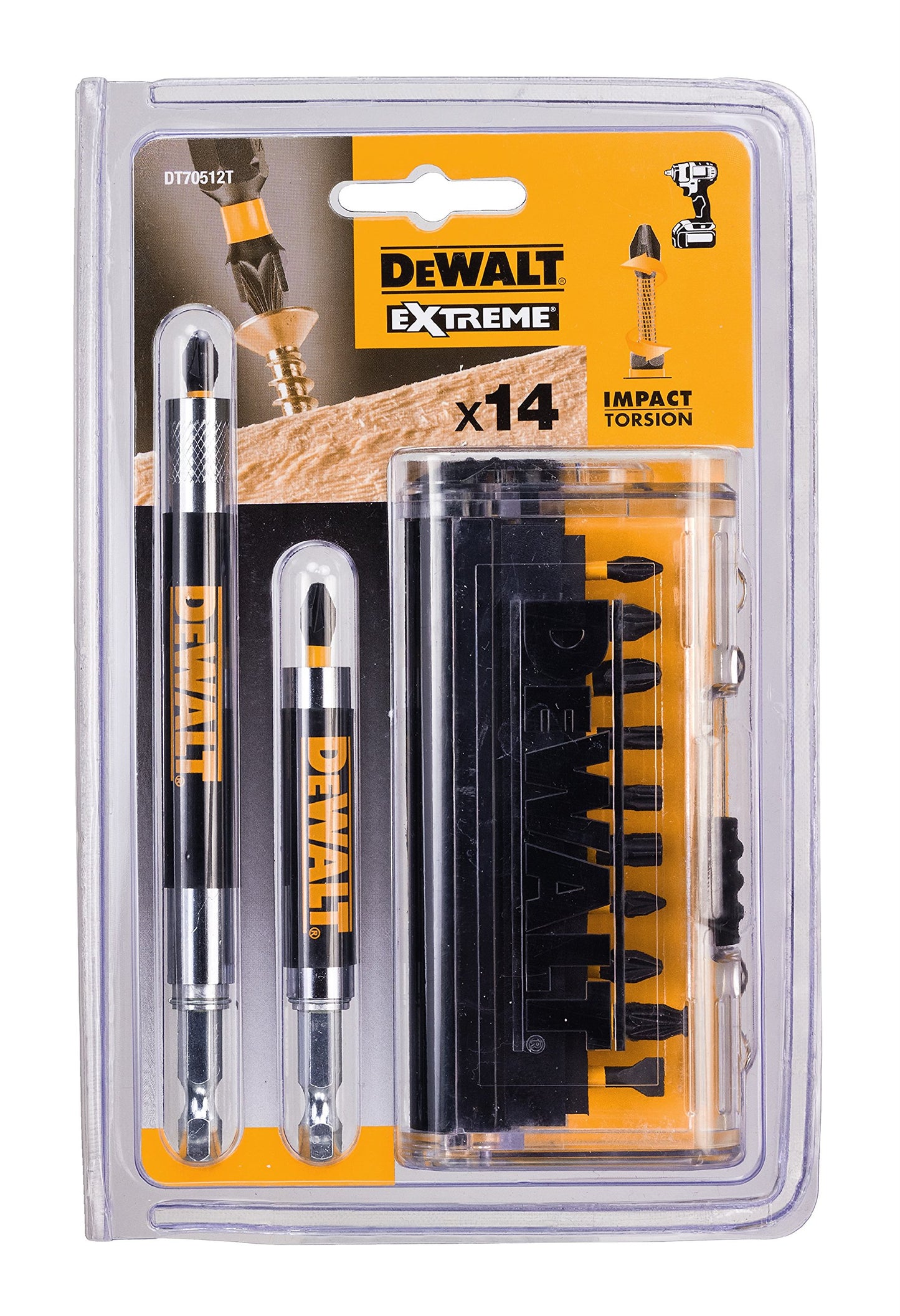 DEWALT Set composto da 14 pezzi assortiti: Ph1 , Ph2, Ph3, DT70512T-QZ